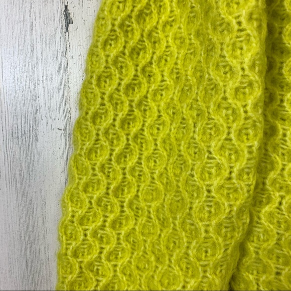 Anthropologie Bia Mock Neck Alpaca Blend Tunic Sweater in Neon Chartreuse XSMALL - Picture 6 of 13